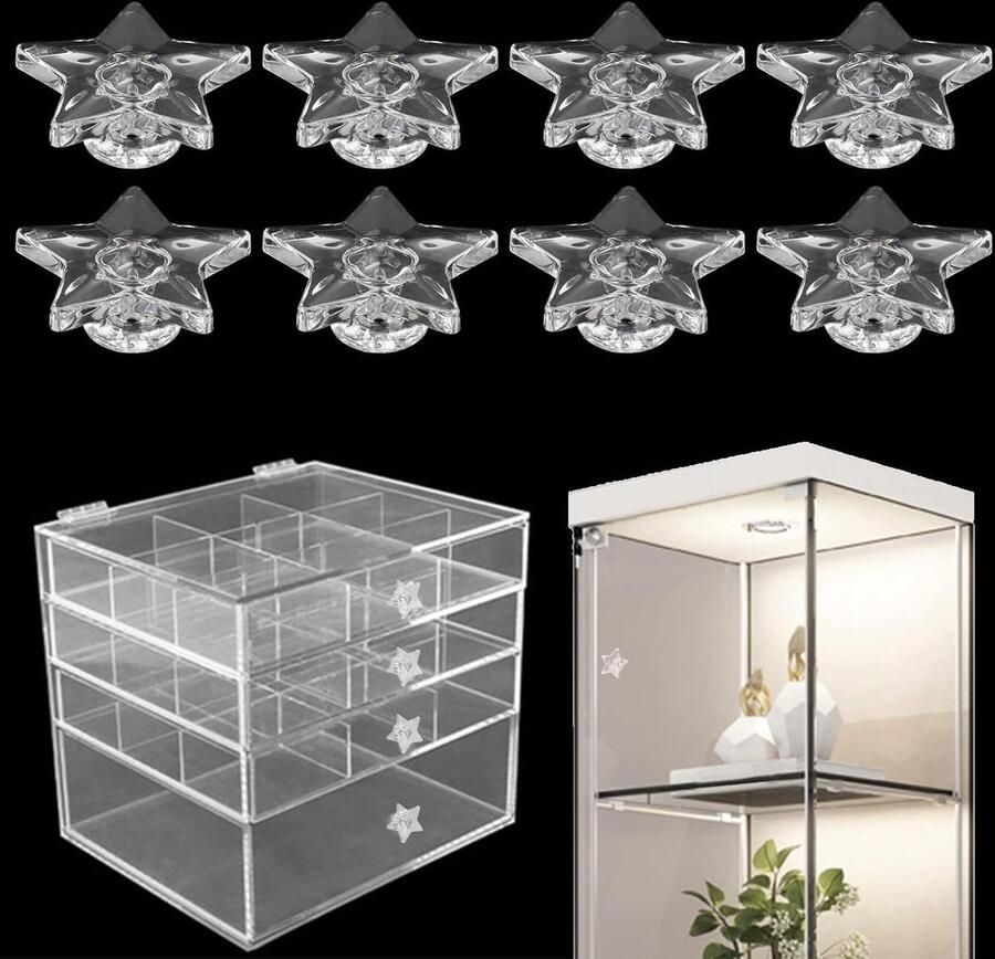 Allecto Premium Zelfklevende Acryl Knoppen 8 stuks Transparante Handvatten Zonder Boren Keuken Badkamer Deuren 80 karakters