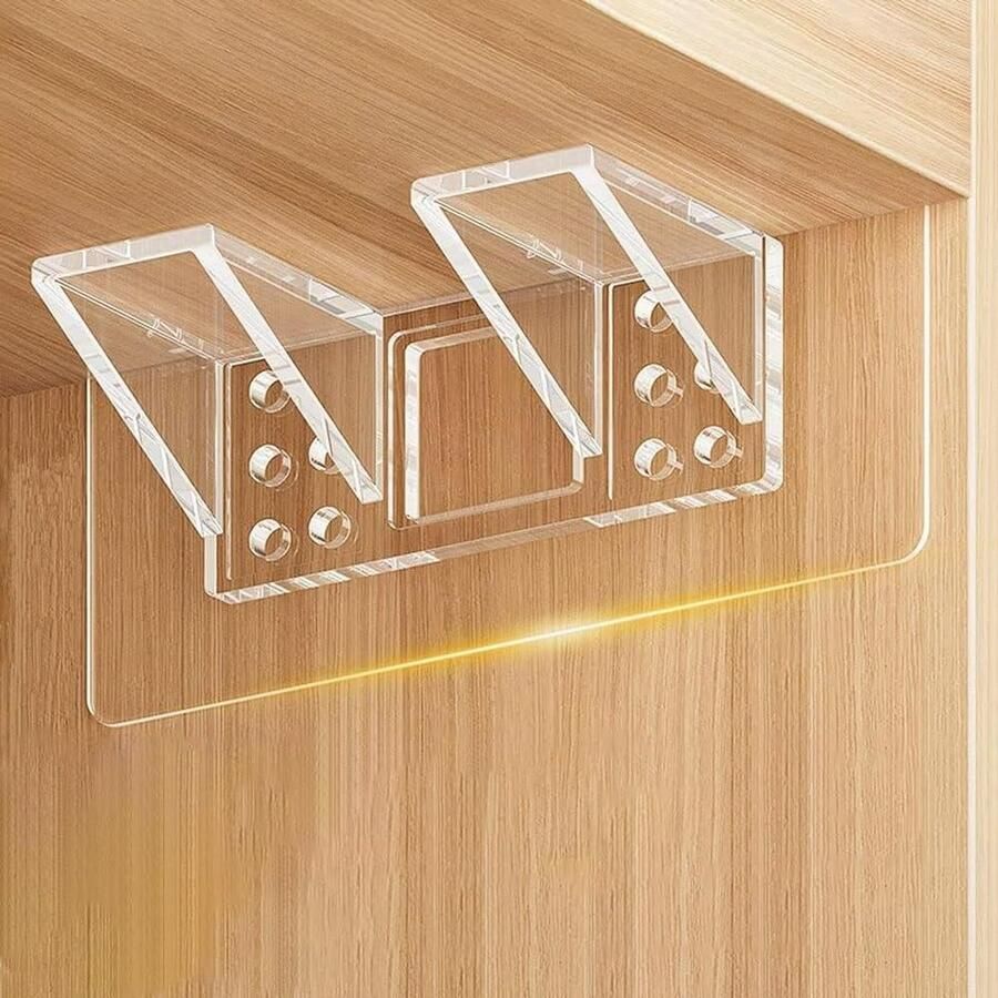 Allecto Premium Zelfklevende haken 6 stuks Grote plankhouders Dubbele rij Versterkt design Planksteunen Nieuw model Zonder boren Legplanken Houders Plakken Duurzaam ontwerp