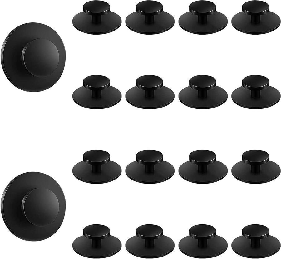 Allecto Premium Zelfklevende ladeknoppen set van 20 stuks Trekgreep voor kasten Plastic ladehandgrepen in zwart Eenvoudig te monteren