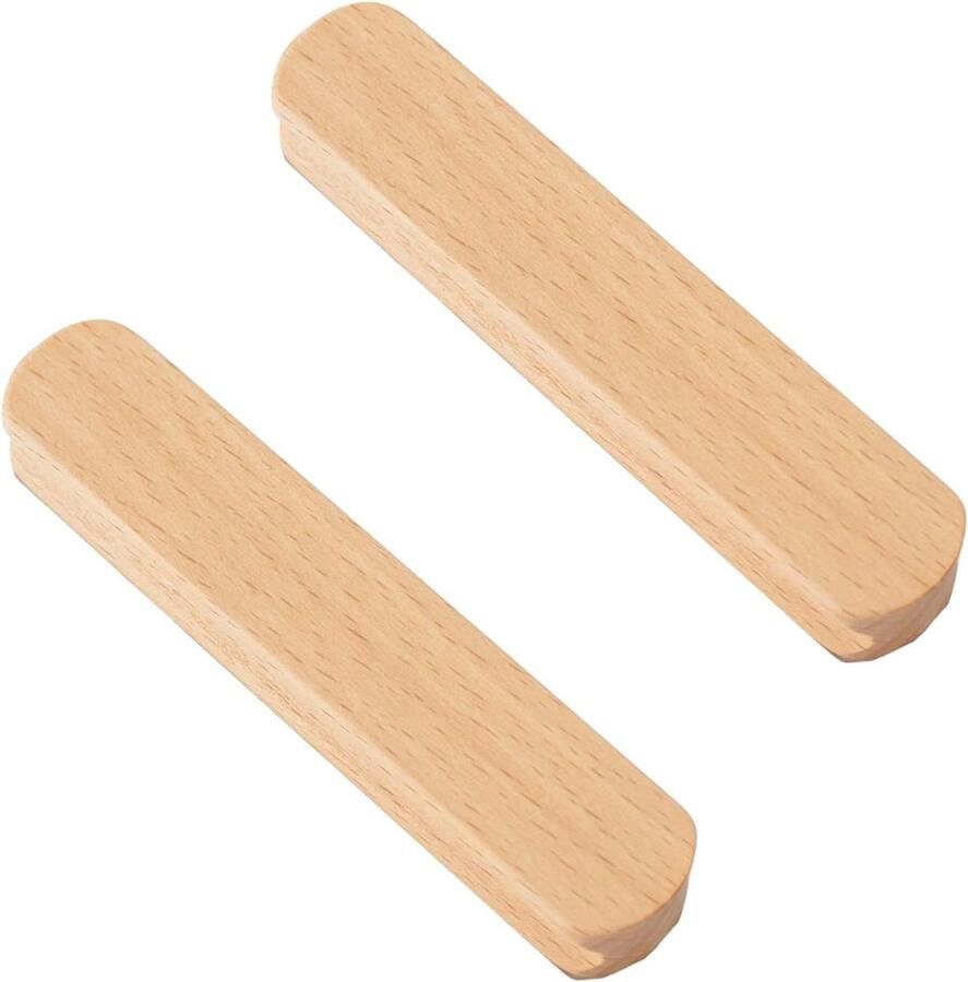 Allecto Premium Zelfklevende meubeltrekkers 2 stuks houten knoppen zonder boren kledingkast badkamer dressoir handgrepen meubelaccessoires