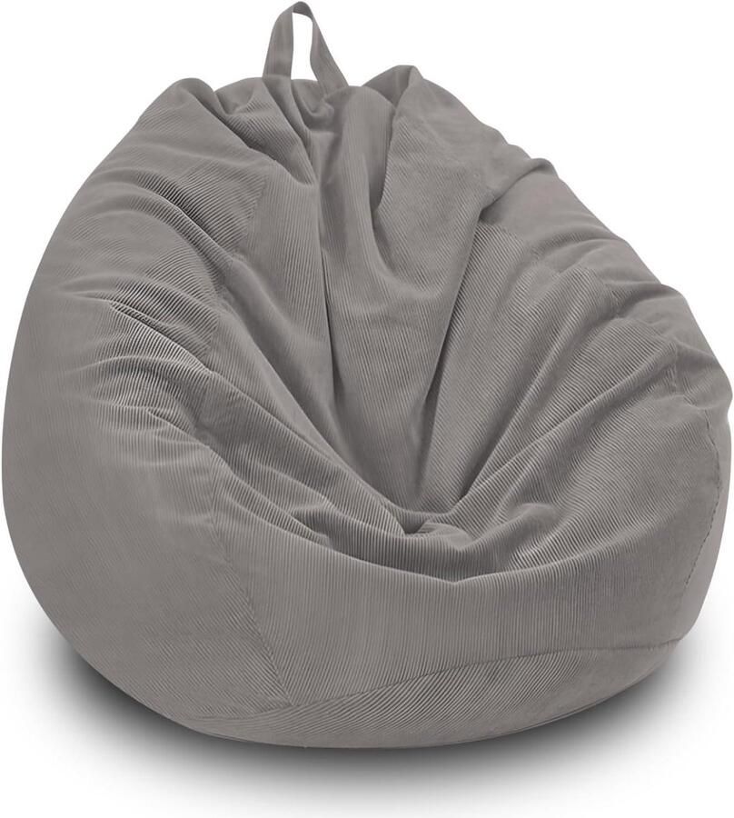 Allecto Premium Zitzakstoelhoes voor knuffeldieren Hoogwaardige corduroy opberghoes Vulbare zitzak voor huisdieren Honden en katten Luie bedden Organiseren van pluche Voor knusse rustplek Grijs