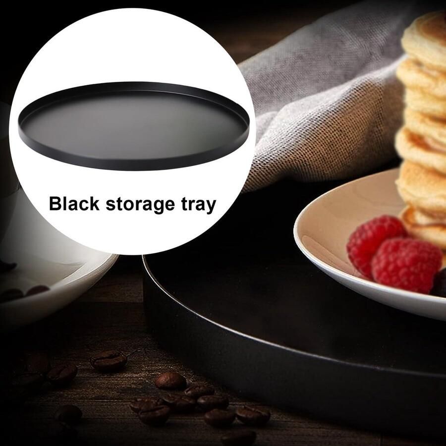 Allecto Premium Zwart metalen decoratief dienblad 29 cm voor geurkaarsen en kaarsenplateau Stijlvolle tafeldecoratie voor woonkamer en badkamer Decoratieve schaal voor eettafel Trendy design met rond design