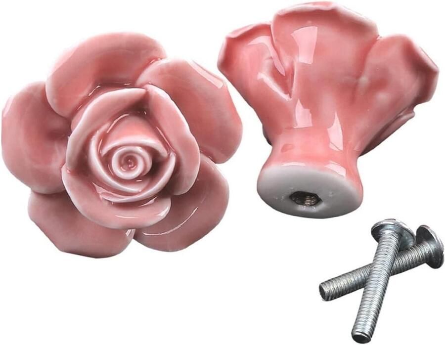 Zeynomax Vintage Deurgrepen met Rozen Decoratie Set van 2 Zwart Keramiek Meubelknoppen Kristallen Trekker IJdelheid en Commode Accessoires