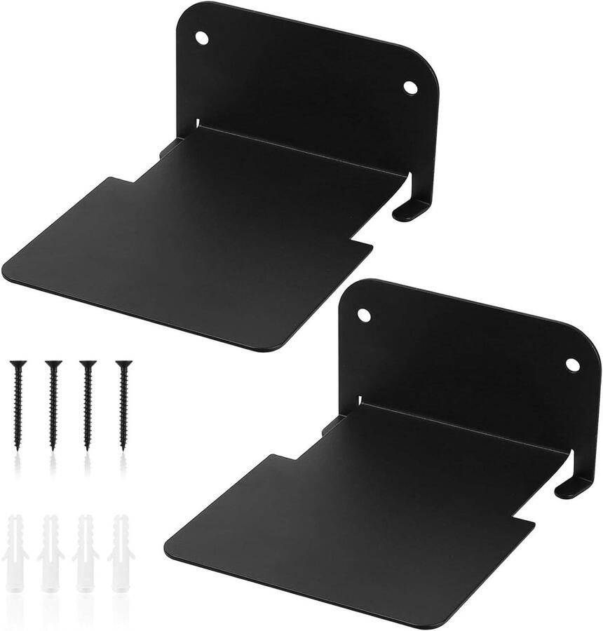 Allecto Premium Zwevende Zwarte Muurplanken 2 Stuks voor Badkamer Woonkamer Slaapkamer Büreau Decoratieve Wandplanken Met Onzichtbare Ophanging