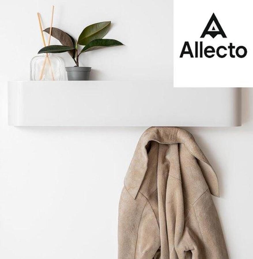 Allecto Wandgarderobe 'Toke' Moderne design-garderobe met verborgen wandhaken Garderobepaneel van massief fineer Wit