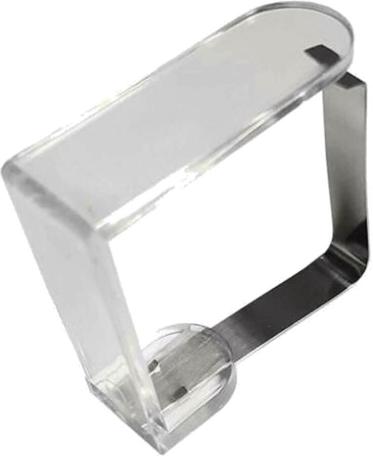 Alma Garden tafelkleedclips set van 4 van kunststof en roestvrij staal transparant voor tafelkleed tafelkleedclips clip voor bevestiging van het tafelkleed 5 x 4 cm