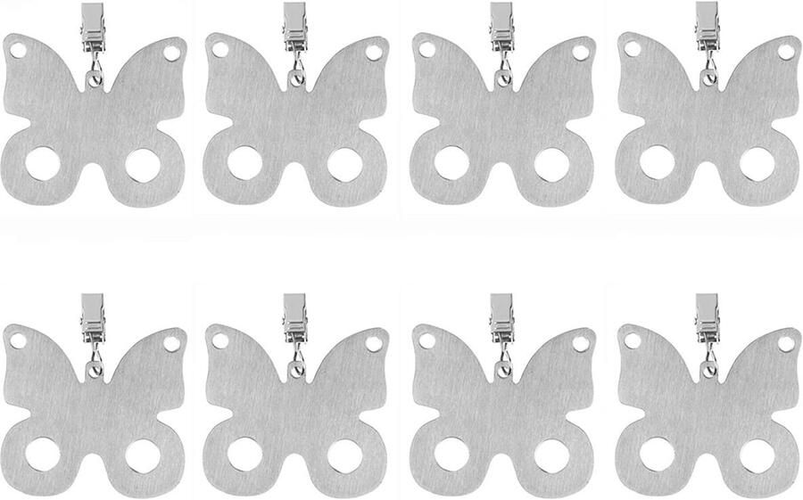 Alnicov Tafelkleedgewichten van roestvrij staal tafelkleed met clip voor familiediners en picknickdecoratie (vlindermotieven) 8 stuks