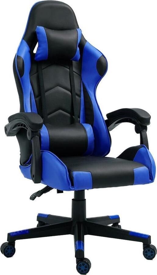 Alora Gaming stoel X-TREME Blauw Met Nekkussen & Verstelbaar Rugkussen Kunstleer Gamestoel Game Stoel Gaming chair Bureaustoel Office Chair