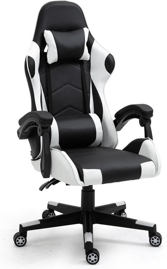 Alora Gaming stoel X-TREME Wit Met Nekkussen & Verstelbaar Rugkussen Kunstleer Gamestoel Game Stoel Gaming chair Bureaustoel Office Chair