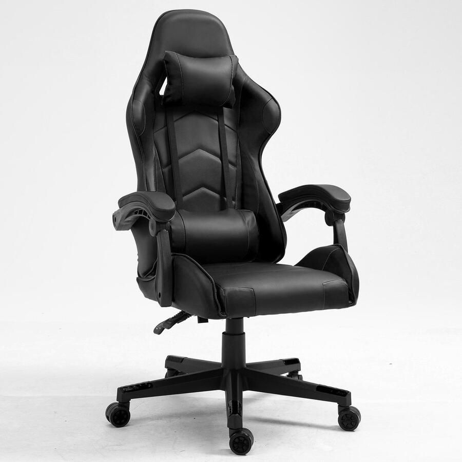 Alora Gaming stoel X-TREME Zwart Met Nekkussen & Verstelbaar Rugkussen Kunstleer Gamestoel Game Stoel Gaming chair Bureaustoel Office Chair