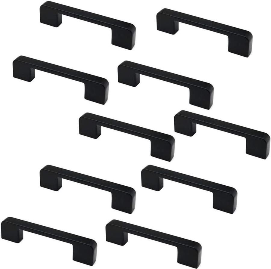 Aluminium Design Handgreep Zwart Set van 10 Stuks Handgreep Badkamer Handvaten Kast Handgreep Kast Handgreep Keukenkastjes Handgrepen voor Deurtjes 96 mm 10 Stuks