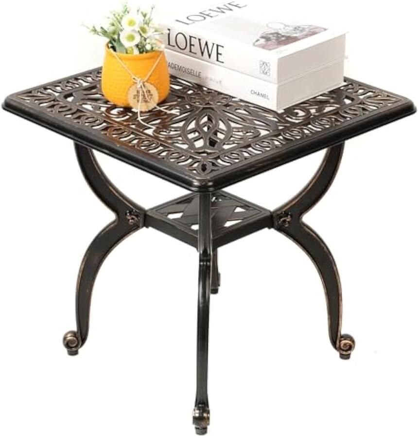 Aluminium gegoten bijzettafel patio-bijzettafel met opvouwbaar ergonomisch (47 vangst antiek koper)