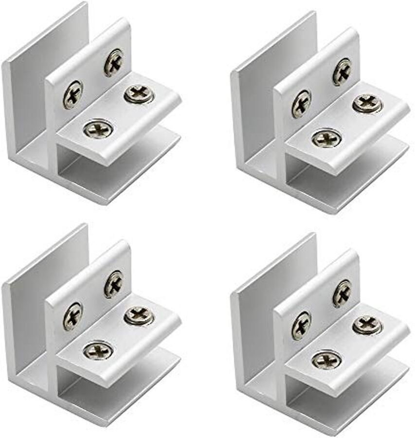 Aluminium Glas Klem Houder Beugel voor 10-12mm Dikte 5 Sets met 90 Graden Hoek