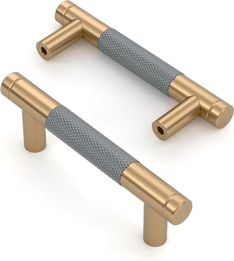 Aluminium Handgrepen voor Keukenkasten Set van 10 76 mm Gatafstand Goudgrijs Meubelgrepen voor Laden