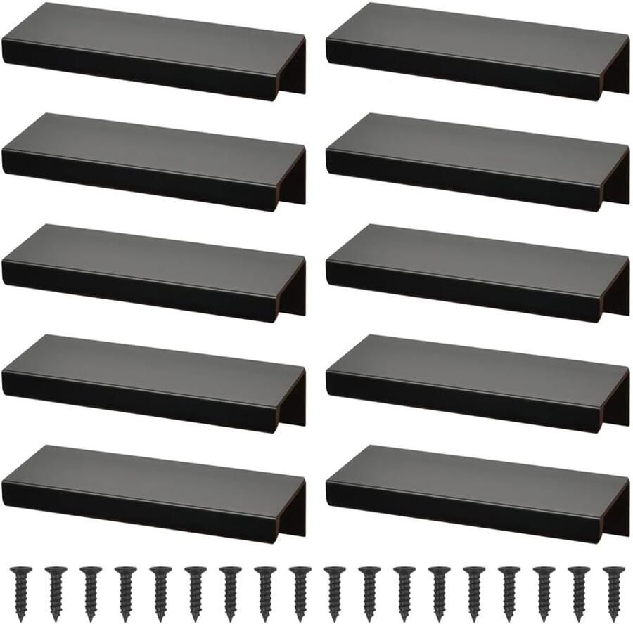 Aluminium handgrepen voor keukenkasten verborgen kastgrepen 10 stuks zwart