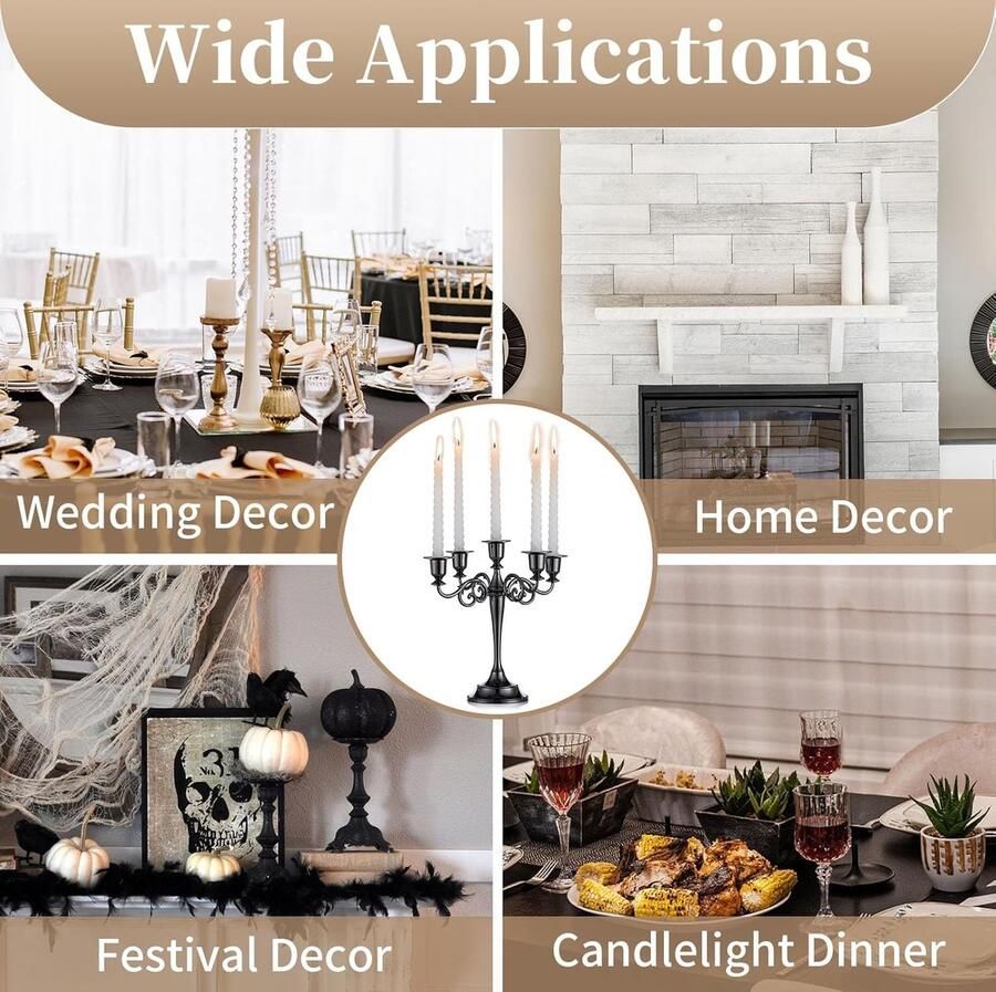 Aluminium kandelaar eettafel decoratie 1 stuk zwart aluminium