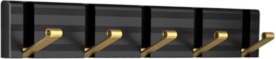 Aluminium kapstok wandmontage opvouwbare met wieltjes met 5 opvouwbare haken antislip – zwart