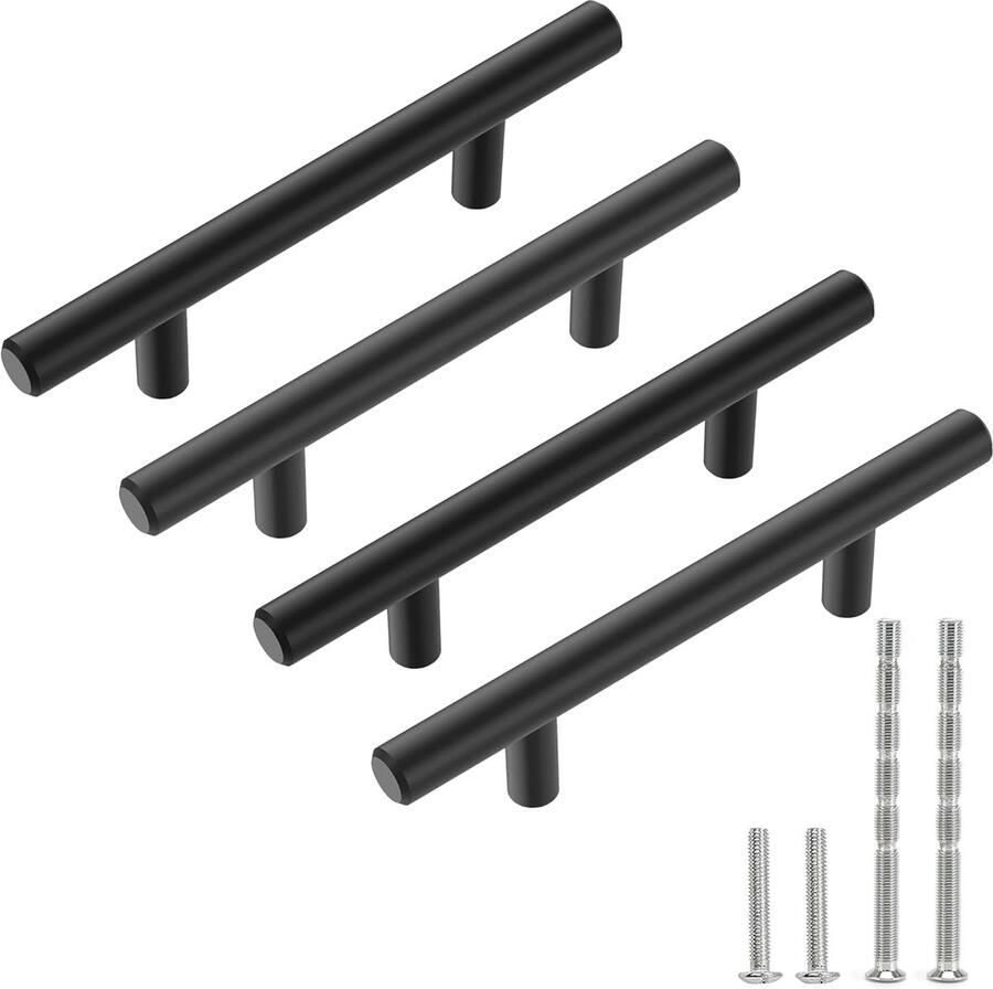 Aluminium meubelgrepen zwart geschikt voor deuren en lades 4 stuks 182mm