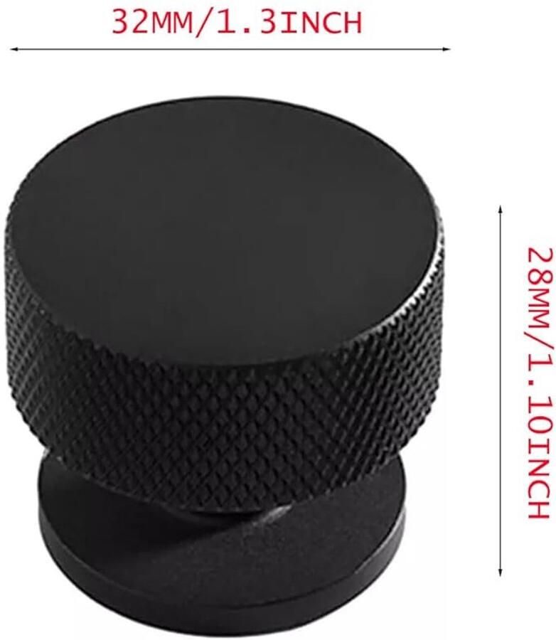 Aluminium meubelknoppen kastknoppen zwart set van 10