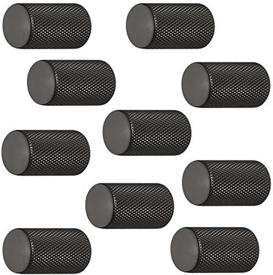 Aluminium meubelknoppen zwart vintage design cilindrisch Ø 17 mm 10 stuks