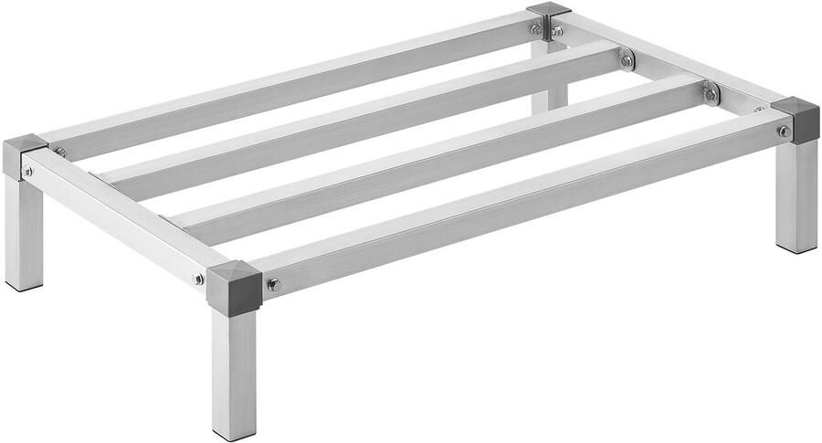 Aluminium Opslagrek 36 X 20 Inch Groot Commercieel Vloerrek voor Levensmiddelen 8 Inch Boven De Vloer 1000 Lbs Draagvermogen Volledig Gelast Aluminium Opslagrek voor Restaurants