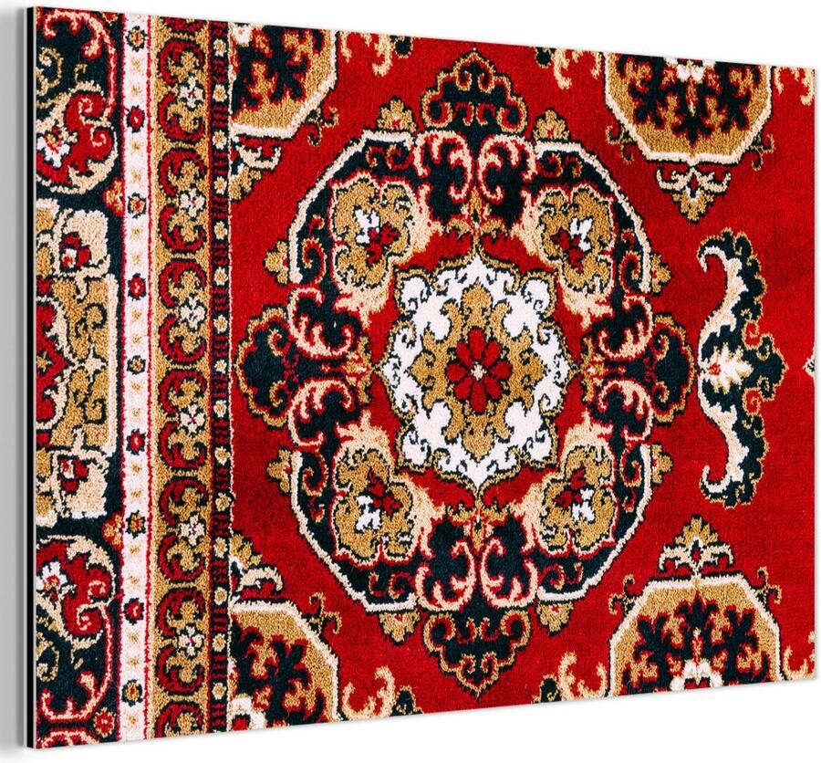 Aluminium schilderij 90x60 cm Wanddecoratie metaal Perzisch Tapijt Vloerkleed Rood Metalen muurdecoratie woonkamer Decoratie industrieel Foto op dibond Industriële accessoires slaapkamer - Foto 2