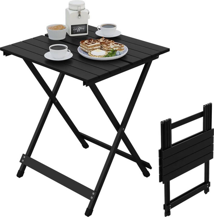 Aluminium tafel klaptafel campingtafel balkontafel tuintafel inklapbaar van aluminium 50 5 x 47 x 59 5 cm (l x b x h) bijzettafel voor tuin terras en balkon zwart