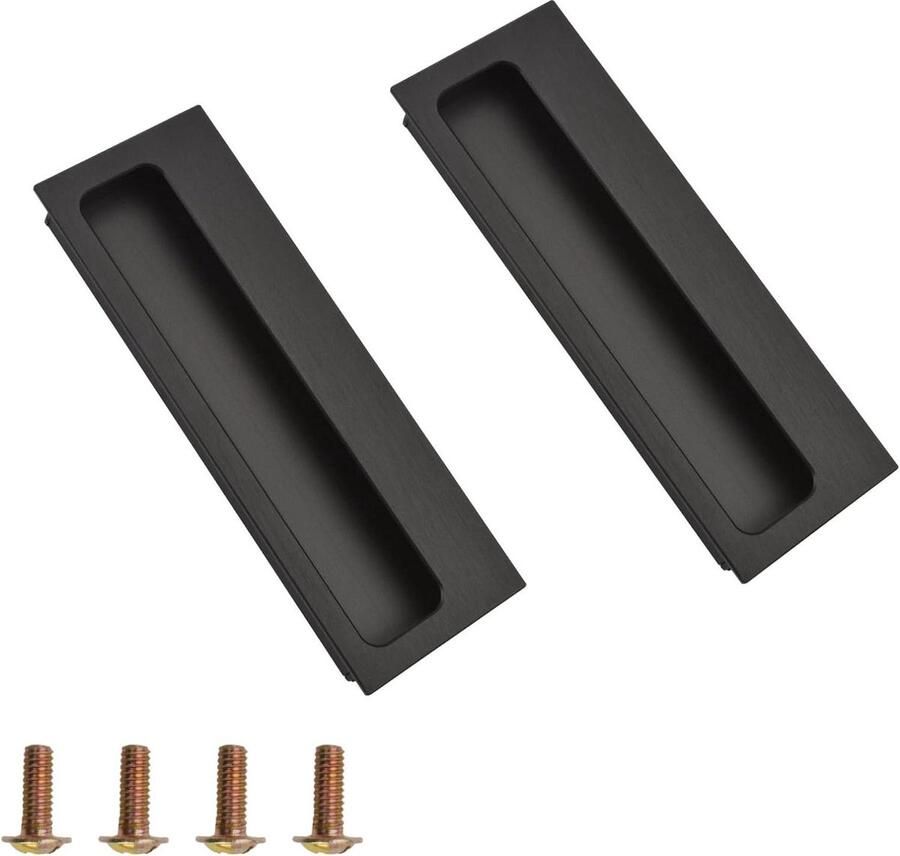 Aluminium verzonken trekgrepen moderne schuurdeurgrepen MOROBOR 2 stuks roestvrijstalen platte kopschroeven verborgen kasthandgrepen schuifdeuren ladekast kledingkast zwart cabinet handle black