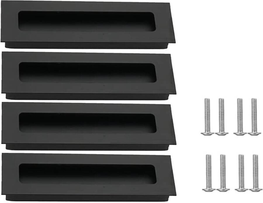 Rechthoekige schuifdeur handgrepen zwart 4 stuks 110 x 42 mm