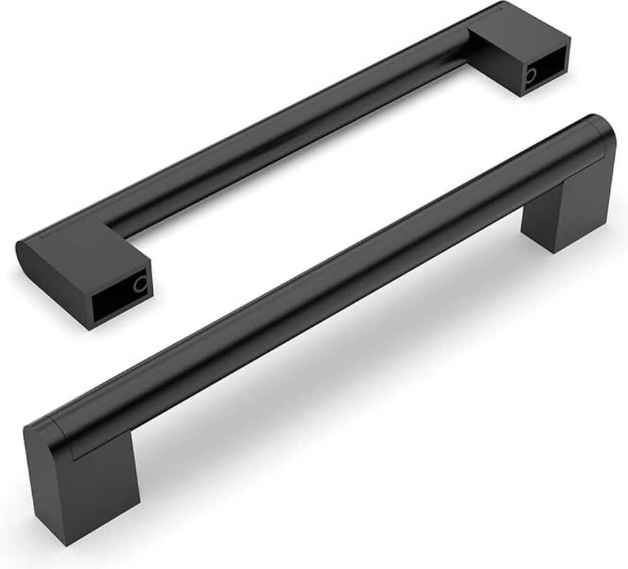 Amerdeco 10 Stuks 160 mm Mat Zwarte Deurgrepen Roestvrij Staal Morden Vierkante Meubelgrepen voor Keuken Kantoor Laden Kast