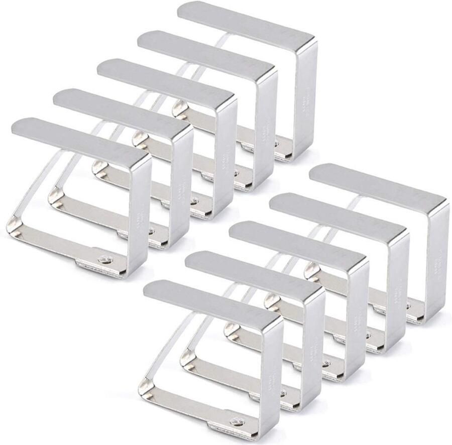 Amokee tafelkleedclip 10 roestvrijstalen tafelkleedclips keukentafelkleedhouder tafelkleedclips voor restaurants feesten picknicks buffetten zilver