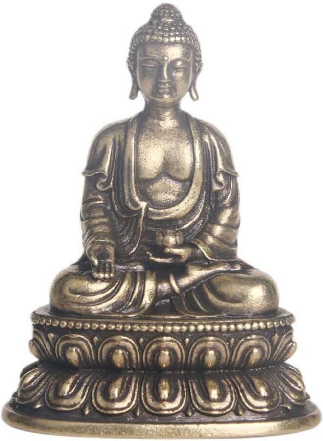 Amosfun Messing Boeddhabeeld Decoratieve Buitendecoratie Messing Boeddha Decoratie Vintage Boeddha Vorm Beeldje Retro Boeddhabeeld Bureau Ornamenten Oud Brons