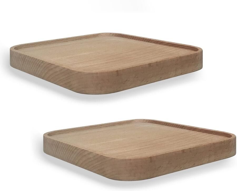 Anaan Raft wandplank vierkante zwevende plank houten kleine planken wandplanken presentatie decoratieve plank plantenplank houten plank wandplank hangende plank wandbevestiging wanddecoratie design set van 2 (vierkant 18cm)