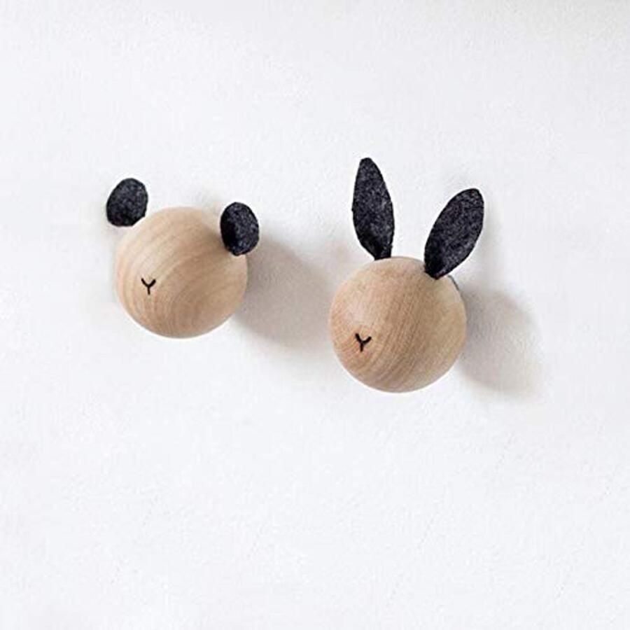 Anaan Zoo wandhaken 2 stuks kinderkapstokken van hout kapstokken wanddecoratie modern voor de baby- en kinderkamer Scandinavisch
