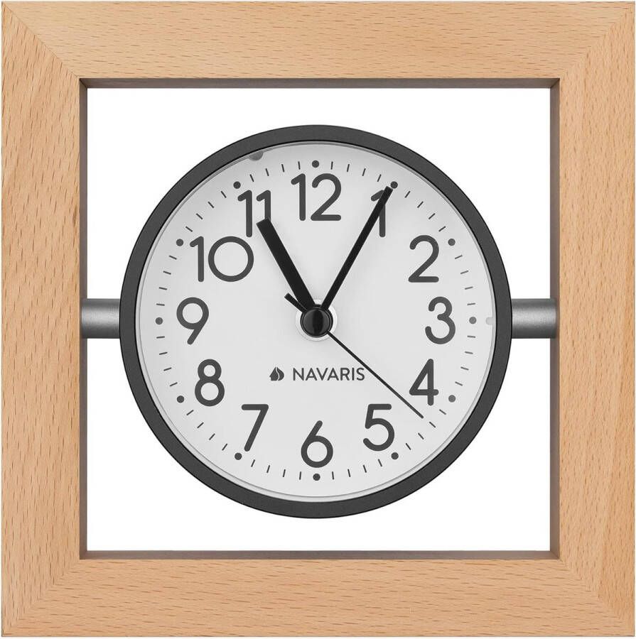 Analoge Vierkant Houten Klok Geruisloos voor op het Bureau de Tafel op een Plank of Mantel Lichtbruin met Witte Wijzerplaat