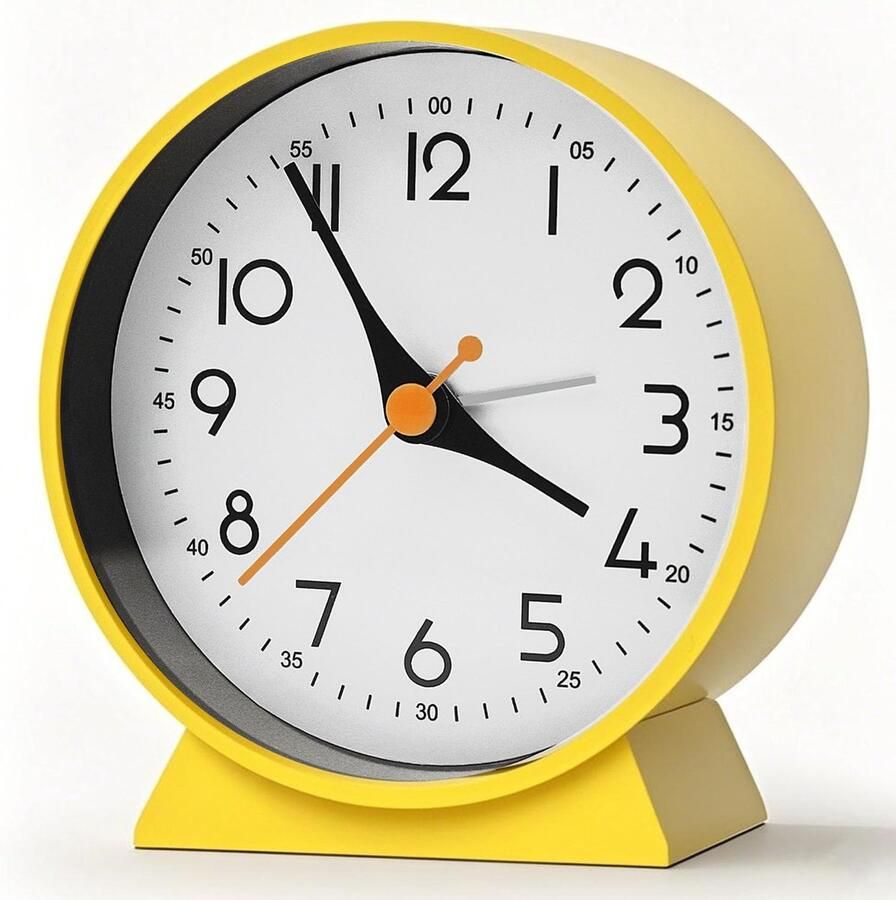 Analoge wekker zonder tikken kleine retro tafelklok voor woonkamerdecoratie slaapkamer nachtkastje volwassenen senioren kinderen reiswekker werkt op batterijen Geel