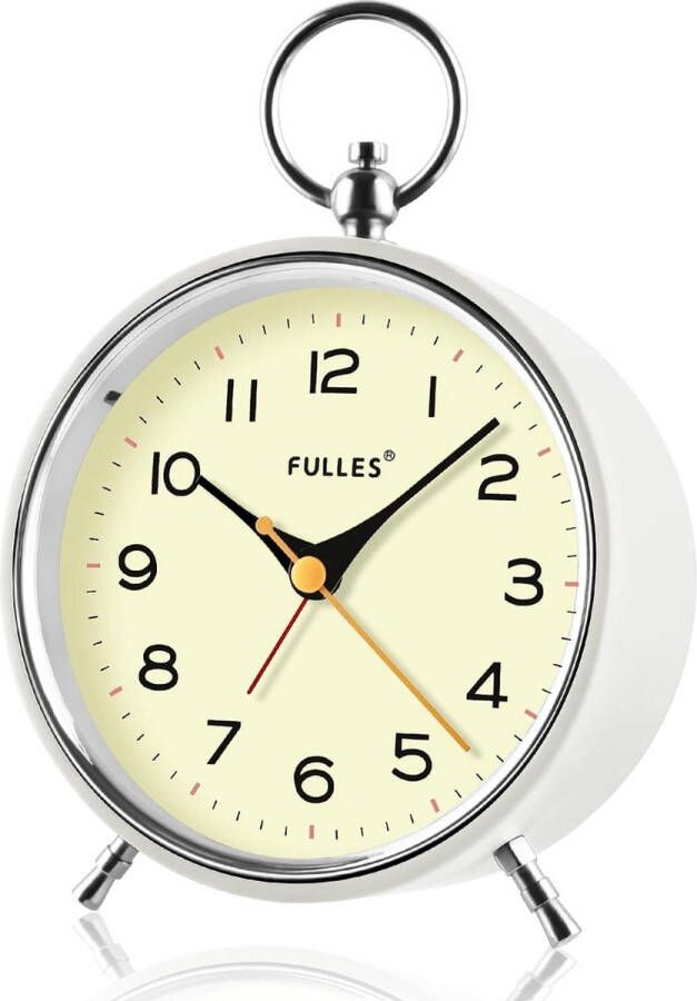 Analoge Wekkers Voor Slaapkamers Tikken Niet Met Nachtlampje Snooze 4.3 Inch Ronde Retro Wekker Op Batterijen Voor Nachtkastjes Woonkamer Voor Kinderen (Wit)