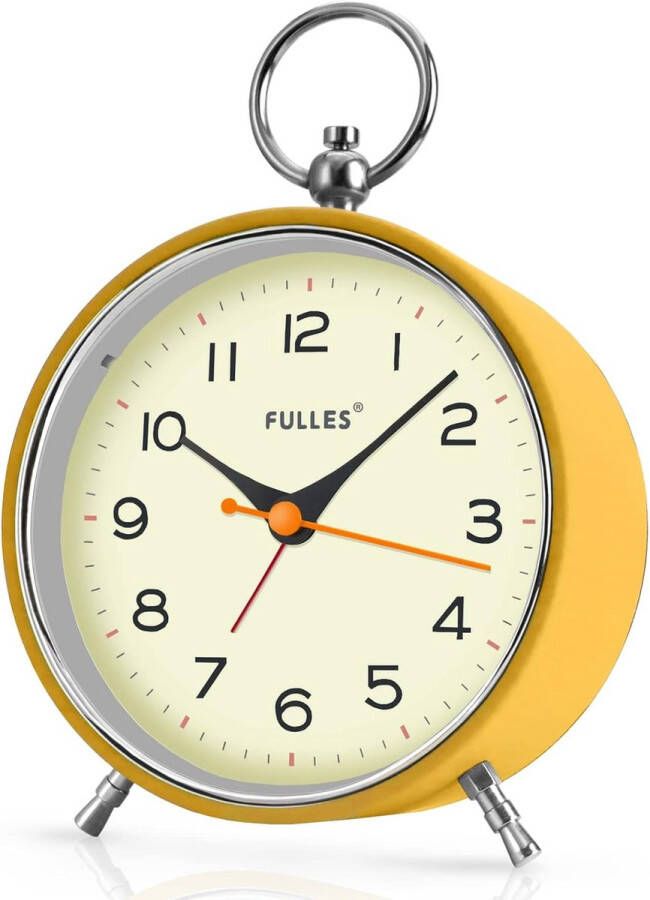 Analoge Wekkers Voor Slaapkamers Tikken Niet Met Nachtlampje Snooze 4.3 Inch Ronde Retro Wekker Op Batterijen Voor Nachtkastjes Woonkamer Voor Kinderen (Geel)