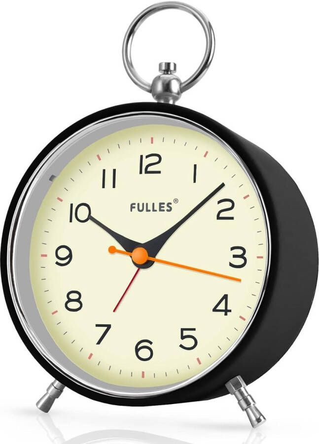 Analoge Wekkers Voor Slaapkamers Tikken Niet Met Nachtlampje Snooze 4.3 Inch Ronde Retro Wekker Op Batterijen Voor Nachtkastjes Woonkamer Voor Kinderen(Zwart)