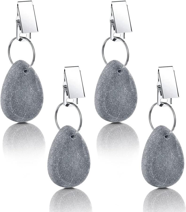 Andiker 4-delige tafelkleedgewichtset zware tafelkleedgewichten van natuursteen met stalen klem tafelkleedklemmen voor buiten voor familiefeest bruiloft tuin picknick
