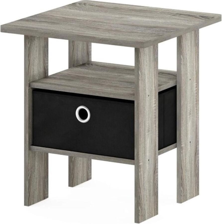 Andrey Bijzettafel met lade Frans eiken zwart nachtkastje design nachtkastje zwart 60 cm hoog