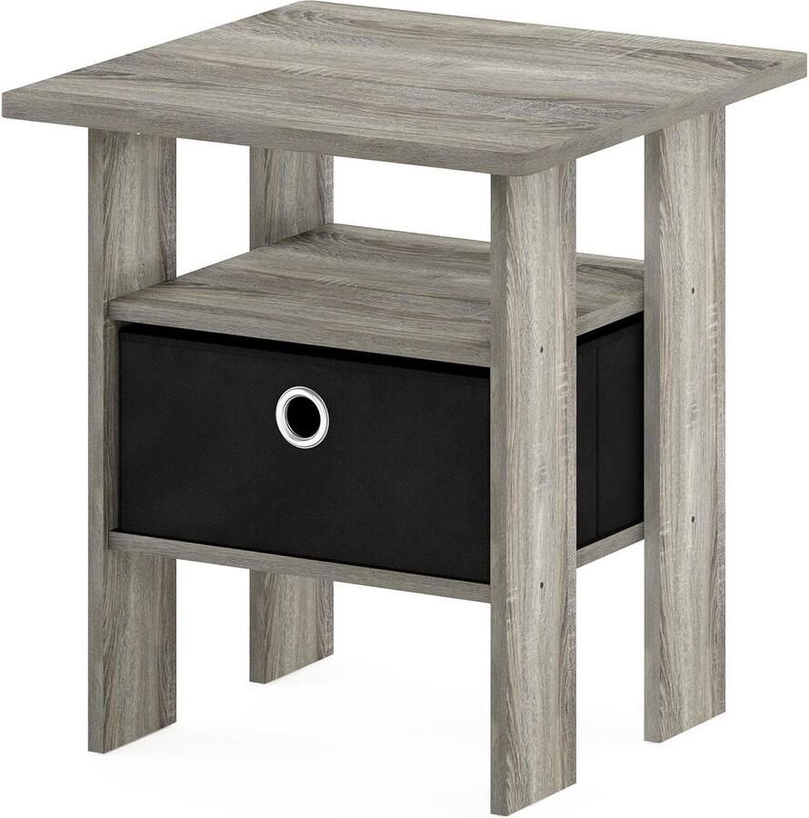 Andrey Bijzettafel met lade Frans eiken zwart nachtkastje design nachtkastje zwart 60 cm hoog