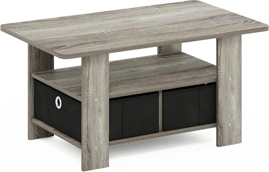 Andrey salontafel met lade Frans eiken zwart stijlvolle opbergoplossing 1 stuk