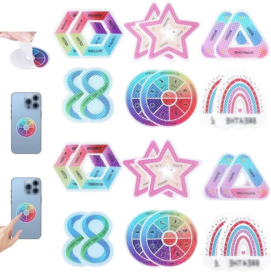 Angst Sensorische Stickers Set van 24 Esthetisch Design met 2 Texturen Waterdicht Tactiele Mobiele Telefoonstickers voor Kinderen Tieners en Volwassenen Voor Bureau en Mobiele Telefoon