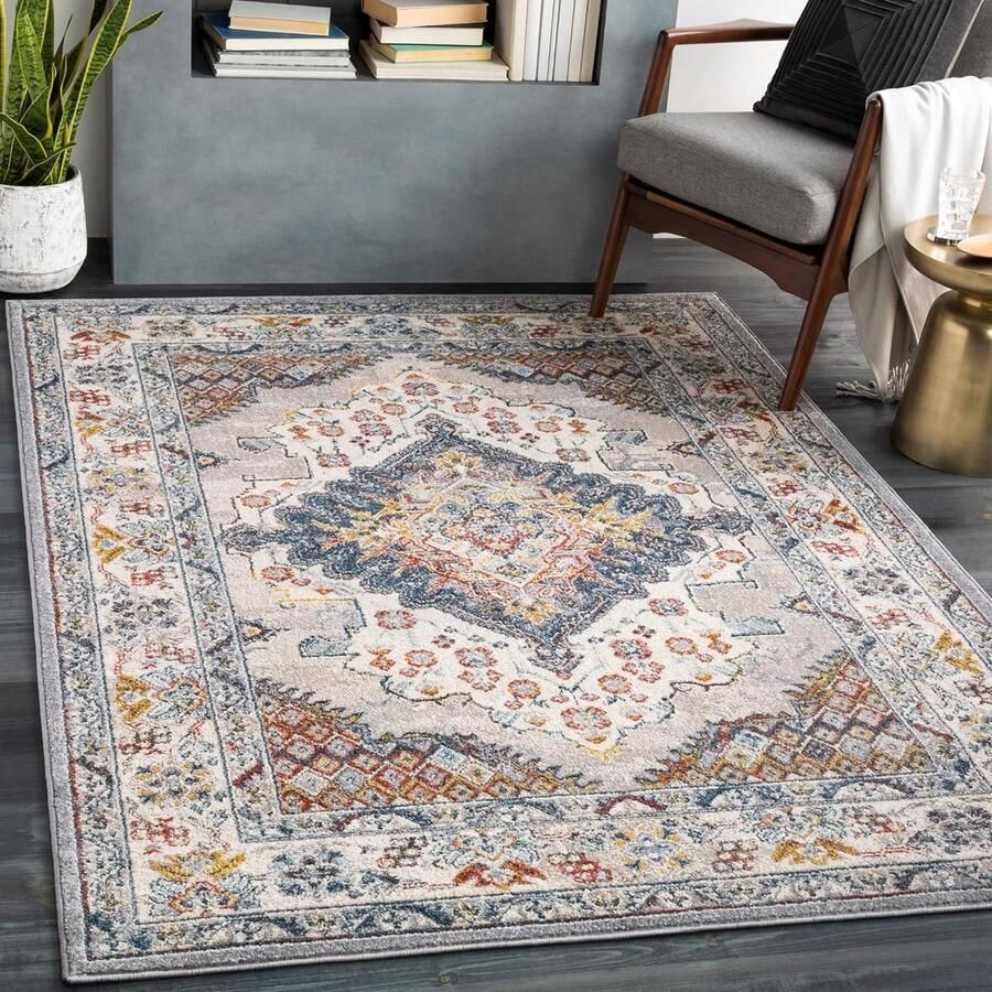Anja Oriental Medallion Area Tapijt 5'2 x 7' Grijs Moderne Artistic Weavers Oosterse Karpetten