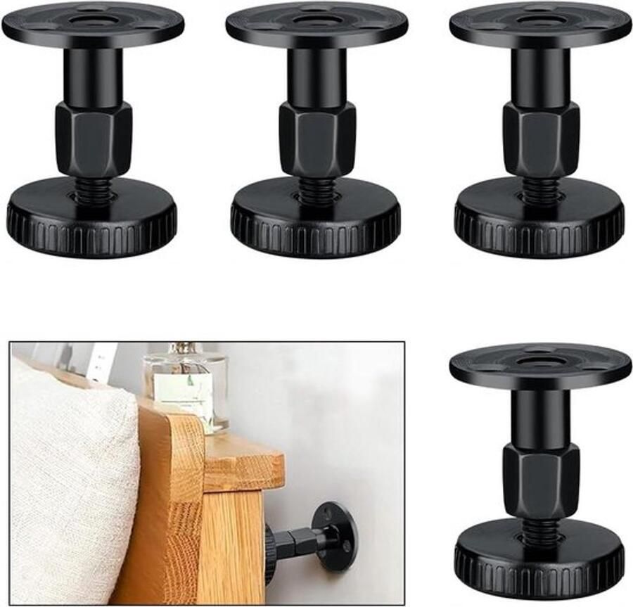 Anti-shake bedframe stabilisator voor 4 stuks verstelbaar hoofdeinde stopper zwart