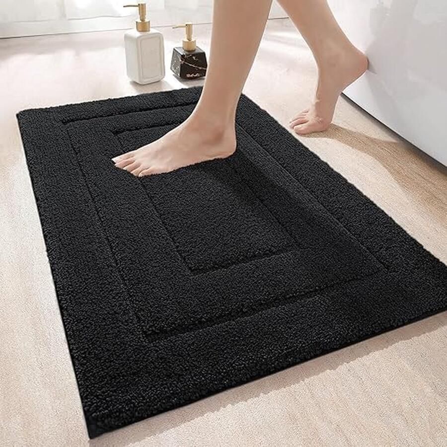 Anti-slip badmat zachte microvezel badkamermat waterabsorberend machine wasbaar extra dikke badkamer en douchemat 60 x 110 cm marineblauw