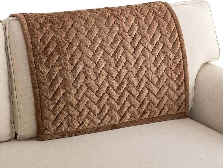 Anti-slip Bankhoes 3-zits L-vorm Chaise Longue Hoekbank Bruin 90 x 90 cm hoekbank overtrek