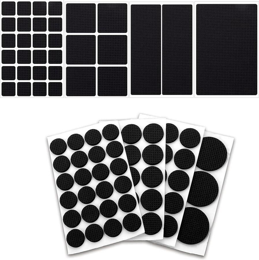 Anti Slip Rubber Mat voor Meubelvoeten Stootkussen Zelfklevend Meubilair Slipremmers voor Stoelpoten 93 Stuks Ronde Rechthoekige 8 Grootte 5mm Dikte Vloerbeschermer