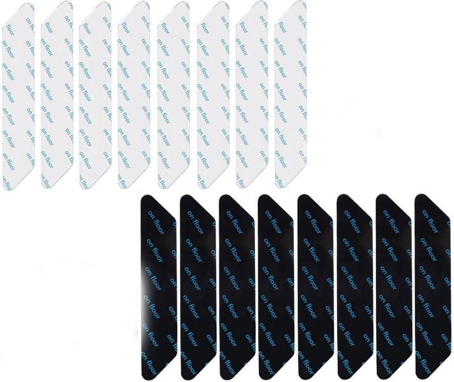 Anti-slip Sticker 16 stuks Anti Curling Tapijt PU- Dubbelzijdige Vloerkleed Kleefband Verwijderbaar Gripstickers voor op douchemat en vloerkleed Herbruikbaar Tapijt grip 18×3cm Wit & Zwart
